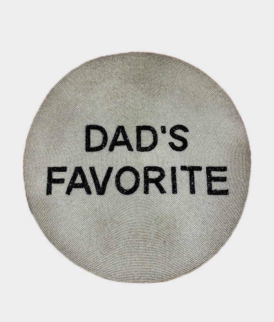 Sample round tablemat DAD'S FAVORITE silver black