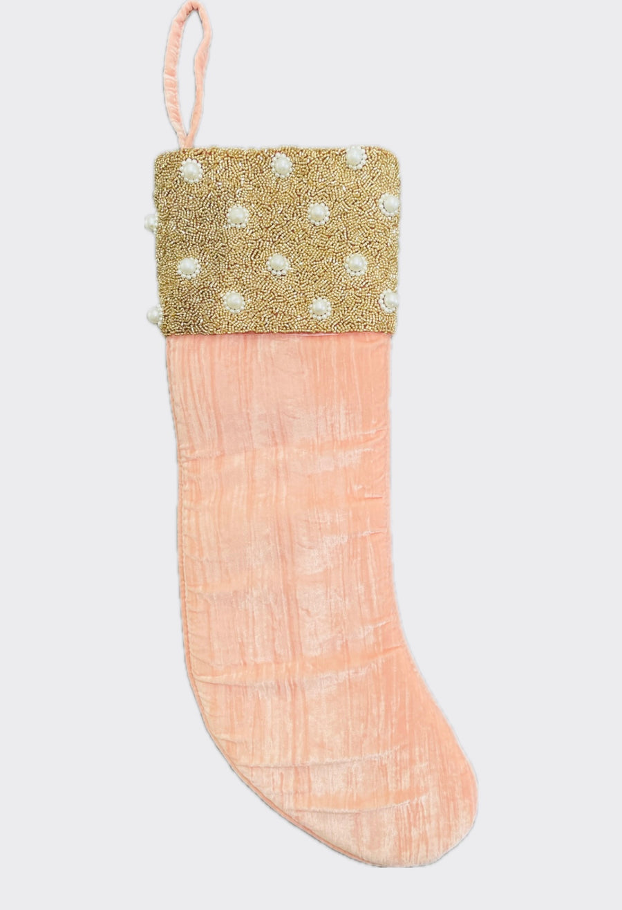 Sample Velvet Gold and pearls stocking