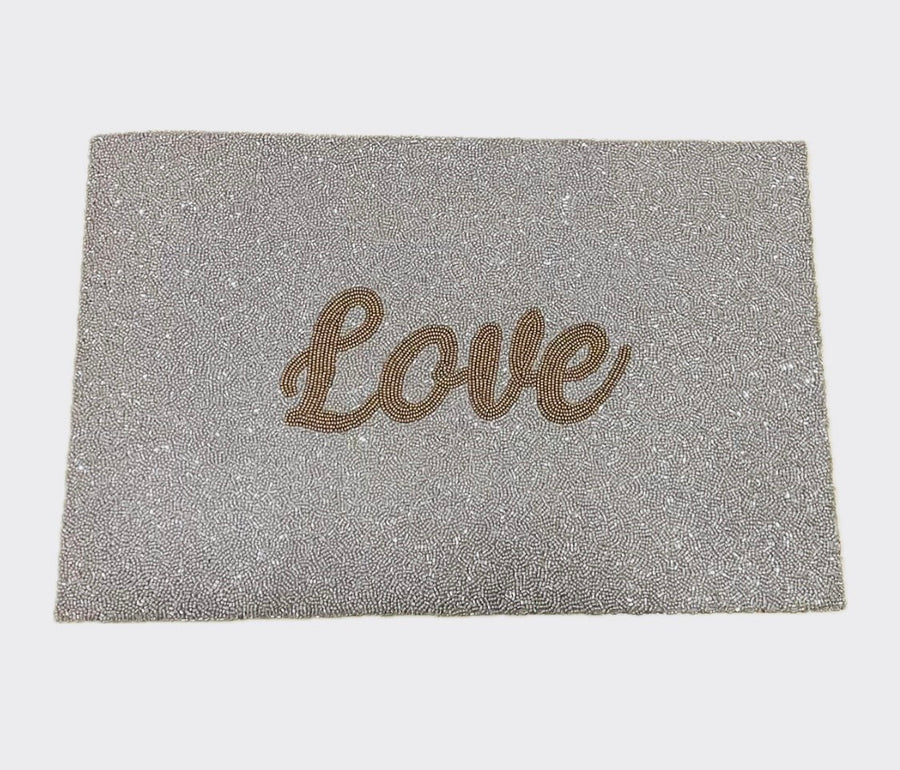 Sample Rectangular table mat Love Silver / mat gold