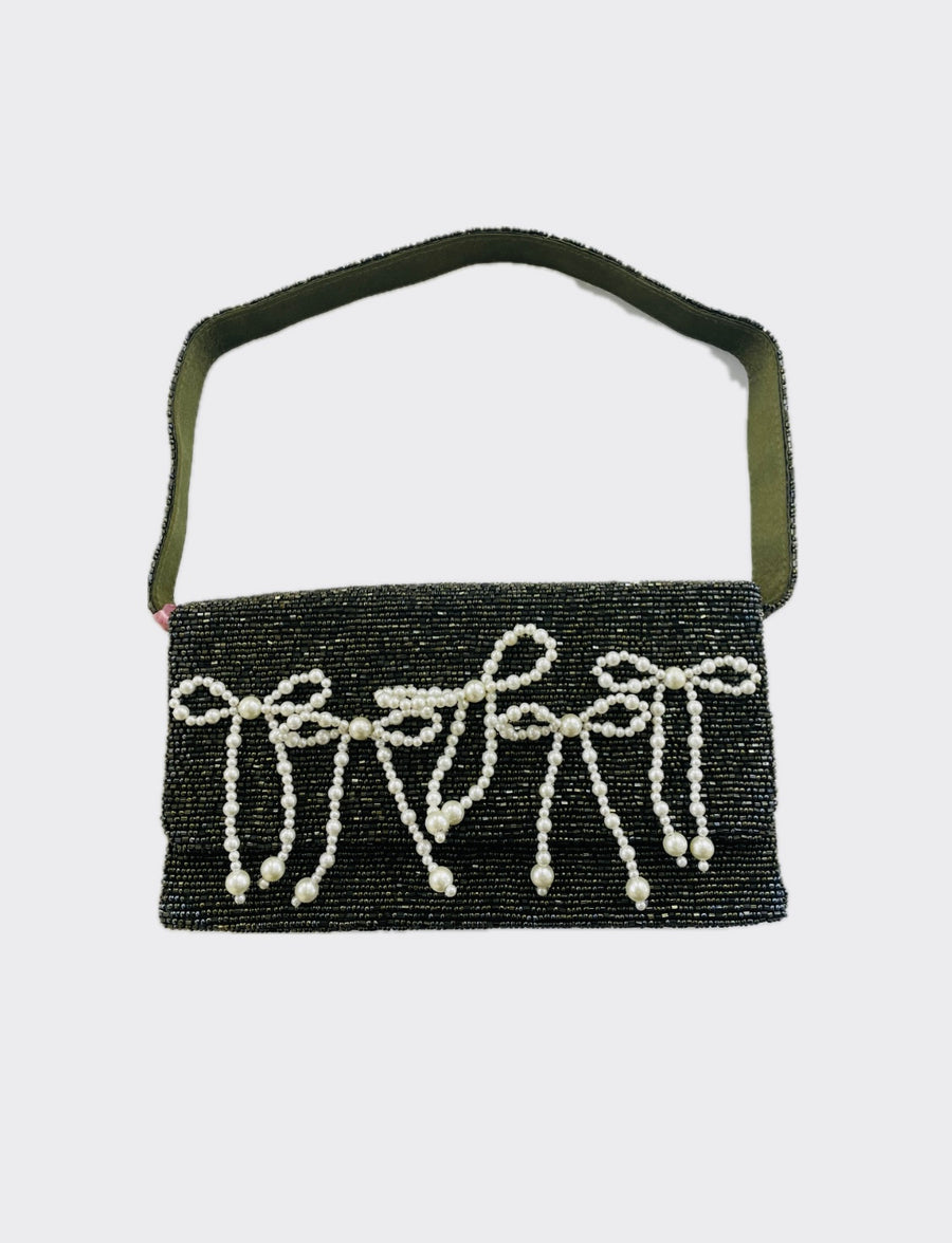 Sample olive and ivy bows clutch