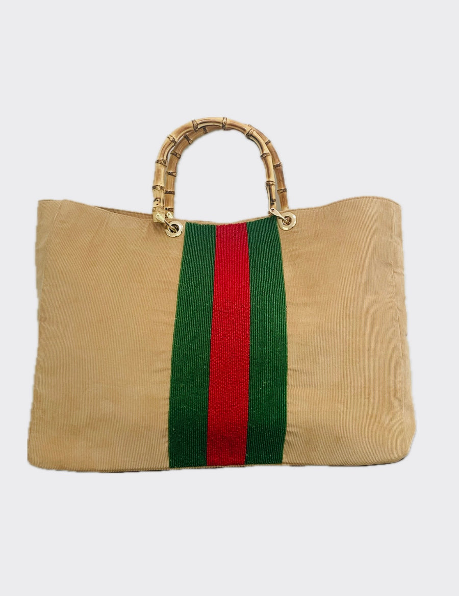 SAMPLE Bamboo handle stripes TOTE