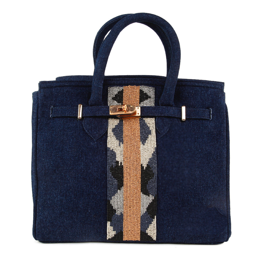 Sample Dk denim stripes  Small Tote