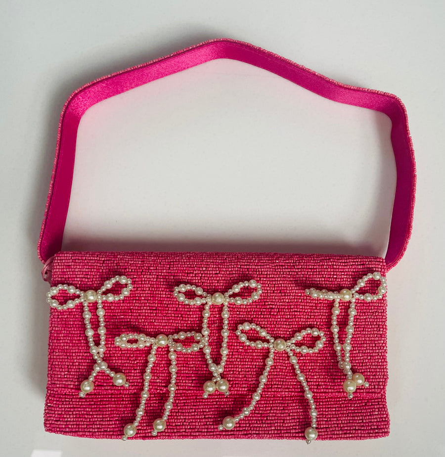 Sample hot pink bows clutch