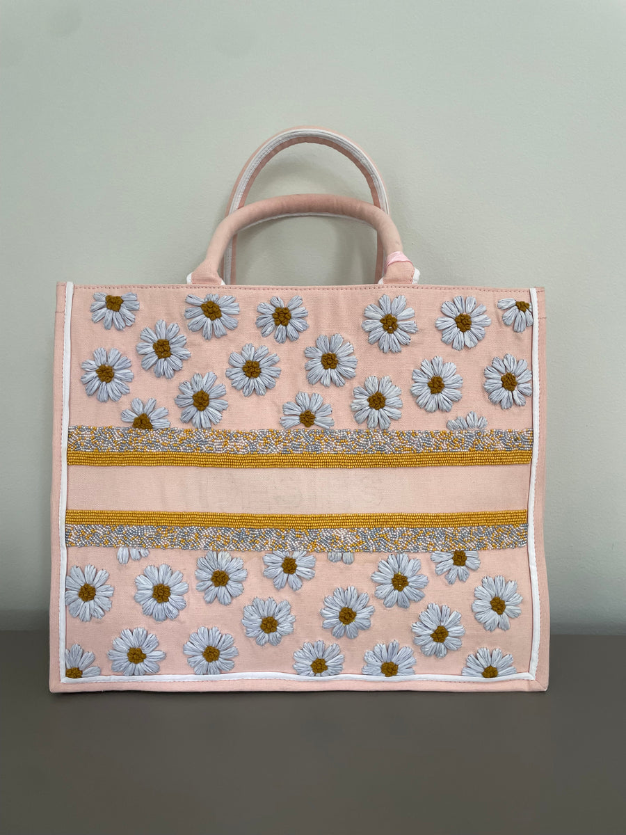 Sample Raffia and beads pink Tote