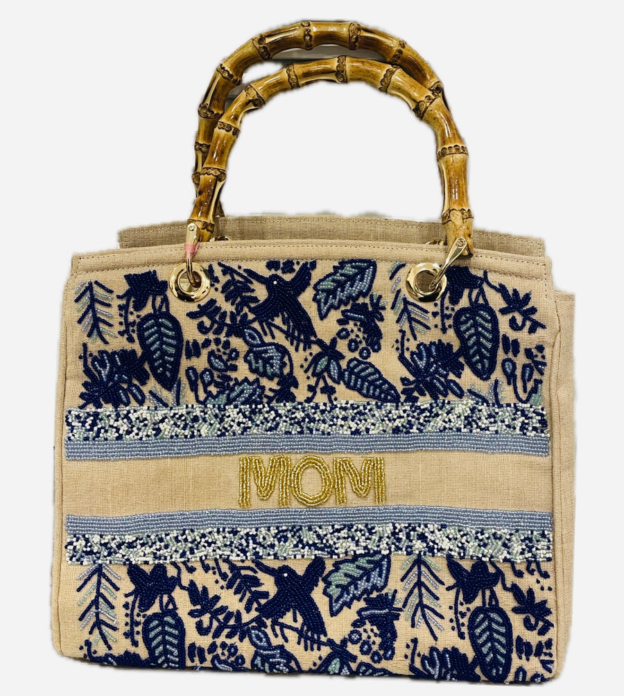 Sample MOM  Bamboo handle Tote